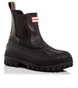 HUNTER SUFFOLK Rain Boots Black / Red Multi New - Picture 1 of 6