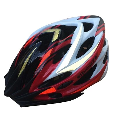 Red, black, white bike helmet adult / kids unisex men's women's cycle 55-61cms - Image 1 of 4