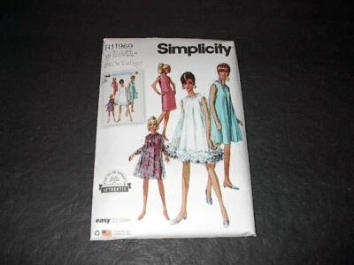 Vestido retro vintage de los años 60 con patrón de simplicidad 9848 Misses tres estilos 18~26 UC Foto 1 de 3
