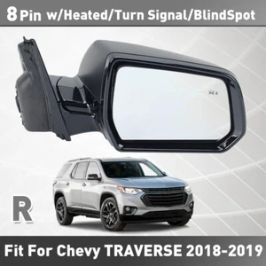 Side Mirror For 2018 2019 Chevrolet Traverse Right Passenger w/ Blind Spot 8 Pin - Picture 1 of 13