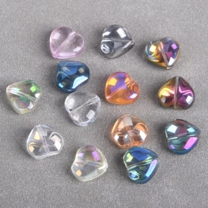 Lote de 50 cuentas sueltas de vidrio de cristal colorido corazón de 14 mm para hacer joyas hágalo usted mismo - Imagen 1 de 16