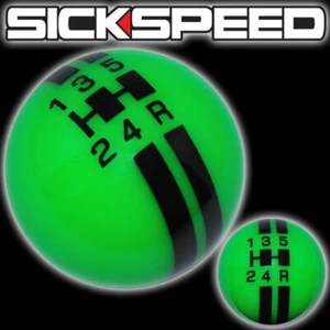 GREEN BLACK SICK RALLY STRIPE SHIFT KNOB SHORT THROW SELECTOR 12X1.5 S04 - Picture 1 of 1