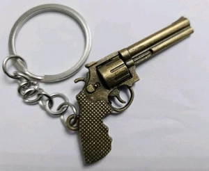 Mini Modell Bronze Revolver Pistole Handpistole Schlüsselanhänger massiv Metall 5 cm UKSeller - Bild 1 von 3