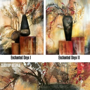 ENCHANTED ONYX I (24x30") and II (24x30") by SANDY CLARK - FLORAL 2PC SET CANVAS - Picture 1 of 11