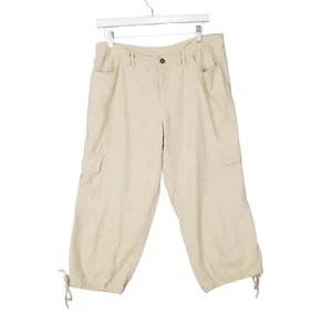 Pantalones AXCESS Mujer Talla 6 Lino Bolsillos Carga Safari Caqui Recortado Costa Playa - Imagen 1 de 10