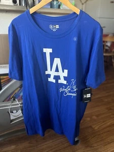 Los Angeles Dodgers World Series 2020 Champions Blue T-Shirt Mens Large NEW ERA - Picture 1 of 5