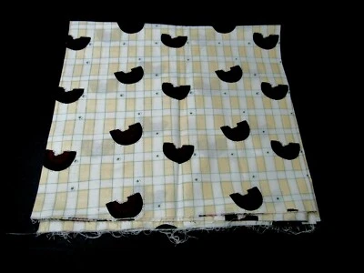 VTG Cotton Sewing Fabric Watermelon Yellow White Squares Check Summer 1/2 yd  - Image 1 of 4