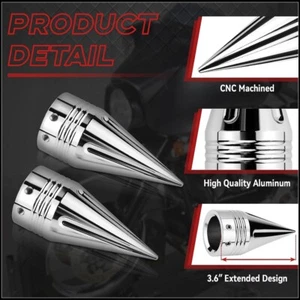 Spike Front Axle Nut Covers Caps ‎Motor Chrome For Harley Street Glide Road King - Picture 1 of 4
