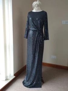 Debenhams Collection Occasion Long Evening Dress 16 Black Sequin Shimmer Formal - Picture 1 of 14