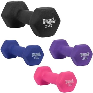 Lonsdale Fitness Dumbbell, 1 - 2.5kg, Iron Neoprene, 1x Dumbbell, Endurance Training - Picture 1 of 9