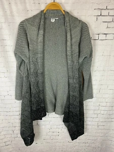 Cárdigan suéter tejido Coldwater Creek grande 14-16 para mujer gris negro (BAC) - Imagen 1 de 7