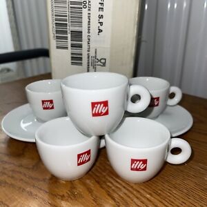 ILLY ESPRESSO CUPS  LOGO (8 CUPS) & (12  SAUCERS) Porcelain 2 oz capacity