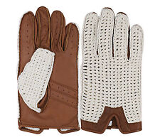MEN’S DRIVING GLOVES REAL LEATHER RETRO CLASSIC FASHION CHAUFFEUR CROCHET BACK