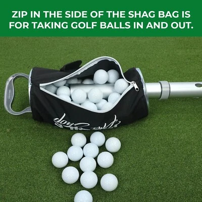 MOBILE PRO SHOP Golf Ball Shag Bag with Aluminum Tube Easy Pickup Zippered Bag Made in the USA
