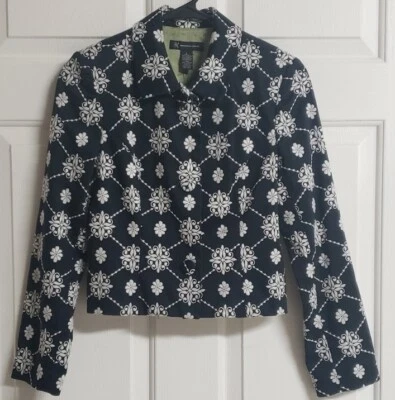 Куртка блейзер INC International Concepts размер Small вышитая темно-белая - Изображение 1 из 4