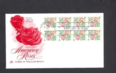 US Stamp Booklet pane of 8 FDC 1978 Roses Scott# 1737a VF - Image 1 of 2
