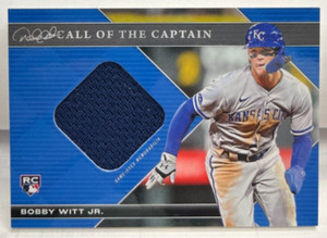 Bobby Witt Jr. 2022 Topps x Derek Jeter Call of the Captain Relic Jersey Blue/25