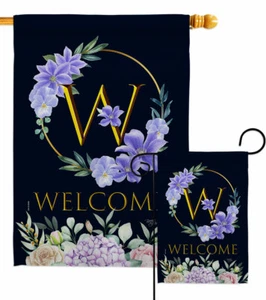 Bienvenida con Inicial Jardín Bandera Floral Primavera Regalo Decorativo Patio Casa Banner - Imagen 1 de 17