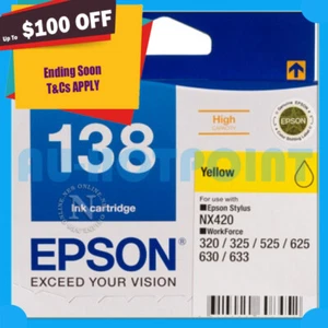 Epson #138 High Yield Yellow Ink for WF7510/WF7010/WF645/WF625 T138 *Expired* - Picture 1 of 1