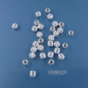 30 piezas espaciador de cuentas redondas acanaladas calabaza pequeña de plata esterlina 3 mm #33832 - Imagen 1 de 1