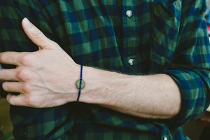 Charm Pulsera para Hombre Bronce Engranaje Azul Cordón Steampunk Joyería Regalo para Él - Imagen 1 de 5