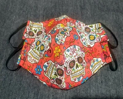 2 Pack Dia de Los Muertos Handmade Face Mask - Image 1 of 2