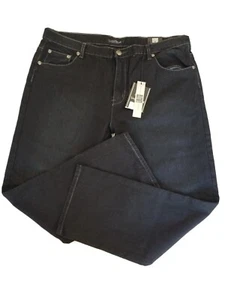 Pantalone jeans uomo LOOSE THREAD W42 X L32 indaco nero gamba dritta 5 tasche zip - Foto 1 di 17