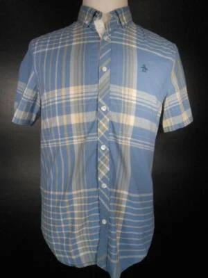 Красивая мужская средняя рубашка Munsingwear Heritage SlimFit синяя клетчатая из нержавеющей стали на пуговицах - Изображение 1 из 4