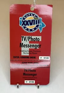 SUPER BOWL 28 TV/PHOTO MESSENGER Cowboys Bills NFL ISSUE WORKING CREDENTIALS - Picture 1 of 2