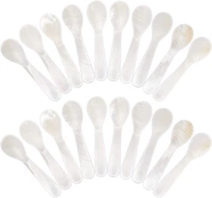 Set of Caviar Spoons Mother of Pearl Spoons with Hand Craft W round Handle for C - Picture 1 of 12