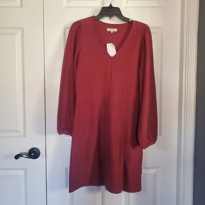 Pulôver Madewell tamanho pequeno textura e linha manga folhada com nervuras borgonha  - Imagem 1 de 4