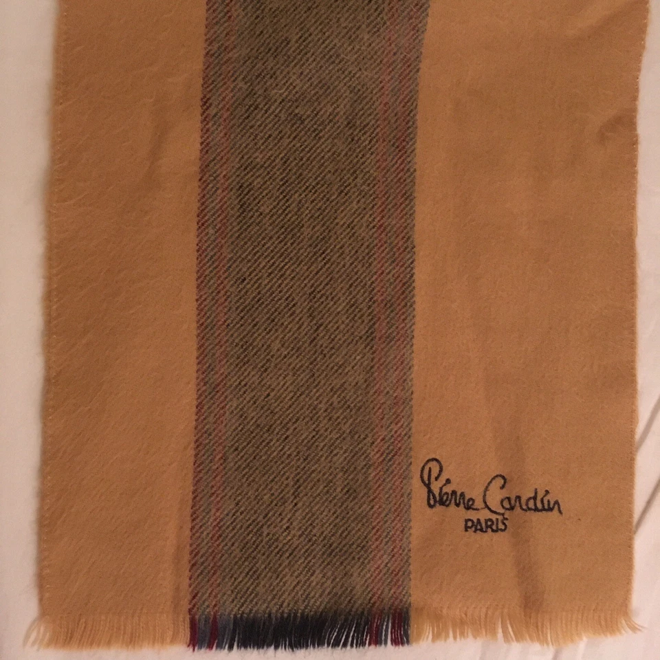 Pierre Cardin Paris Hombre Mujer Unisex Marrón Multicolor Bufanda Bordado Logo Foto 1 de 3