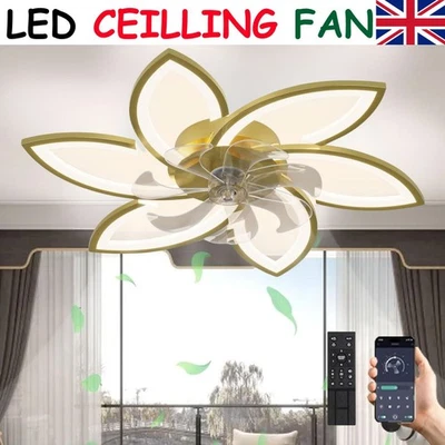LED Ceiling Fan Silent Reversible Fan with Light for Bedroom Gold 6 Head 78x15cm - Image 1 of 4