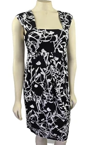 NWT Ann Taylor LOFT Bold black white print women's casual empire waist Dress - Picture 1 of 7