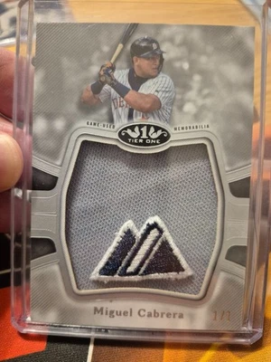 2020 Topps Tier One Prodigious Patches Logo Miguel Cabrera 1/1 Tigers HoF - Imagem 1 de 2