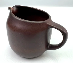 Vintage Heath Ceramics Small Pitcher Creamer Chocolate Brown ~4"X5" Small Crack - Picture 1 of 8