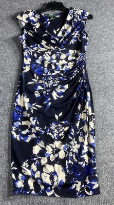 Lauren Ralph Lauren Dress Women’s Petite Size 6 Sleeveless Side Ruching Floral - Image 1 of 4
