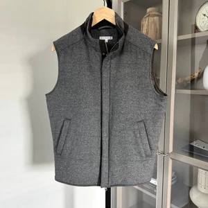 Peter Millar Wool Cashmere Grey Full Zip Vest Small Sleeveless Lined Jacket - Picture 1 of 7