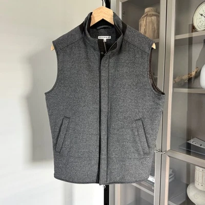 Peter Millar Wool Cashmere Grey Full Zip Vest Small Sleeveless Lined Jacket - Image 1 of 4