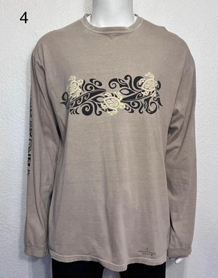 Camisa Loca Hombres XXL-L Kona Café Teñida Tribal Honu Hawaiana Gráfico Island Vive Foto 1 de 4