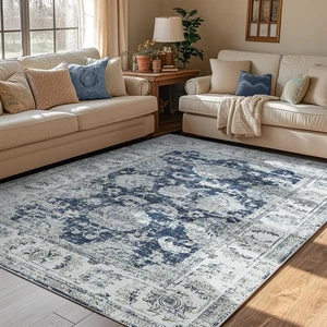 Vintage Floral 5x7 Area Rugs for Bedroom - Machine Washable Distressed Design... - Foto 1 di 7