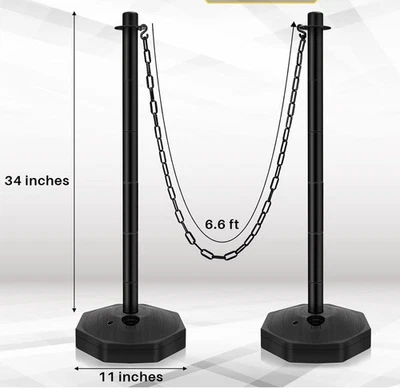 RoadHero 2 Pack 34 inch Traffic Delineator Post with Weighted Base - BLACK - Image 1 of 2