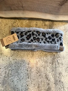 C.C. Exklusives weiches Stretch Strick flauschiges Stirnband, Leopard hell meliert grau - Bild 1 von 4