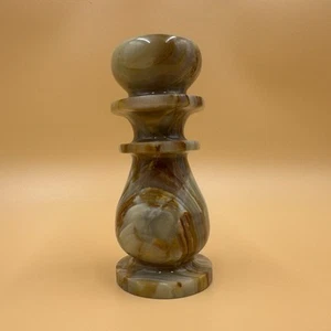 Vintage Onyx Stone Candle Holder Mid-century Modern Swirled Banded Decor 5.5” - Picture 1 of 8