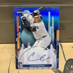 2025 Topps Finest Carlos Narvaez Auto Blue Refractor /99 #FA-CAN RC Yankees Blue - Picture 1 of 4