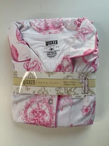 Katie Kime Wicked Mädchen Pyjama Set XXL 16/18 rosa weiß 2-teilig schwer entflammbar - Bild 1 von 5
