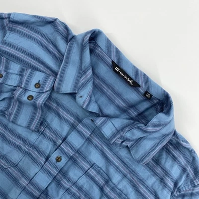 Travis Mathew Shirt Mens XXXL Blue Striped Button Golf Resort Preppy Stretch 3XL - Image 1 of 4