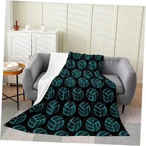 Volleyball Pattern Plush Throw Blanket,for Ball Sports Flannel Queen Multi 97 - Picture 1 of 8