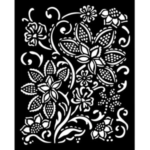 Stamperia STENCIL - TIMELESS - 20CM X 25CM - BATIK FLOWERS - Picture 1 of 2