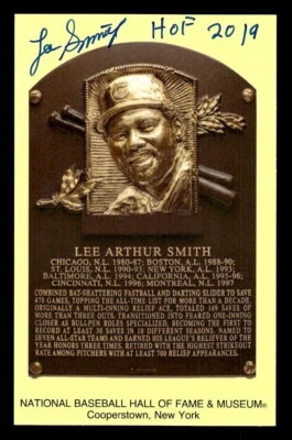 LEE SMITH SIGNED NATIONAL BASEBALL HALL OF FAME PLAQUE POSTCARD "HOF 2019" JSA - Image 1 of 3